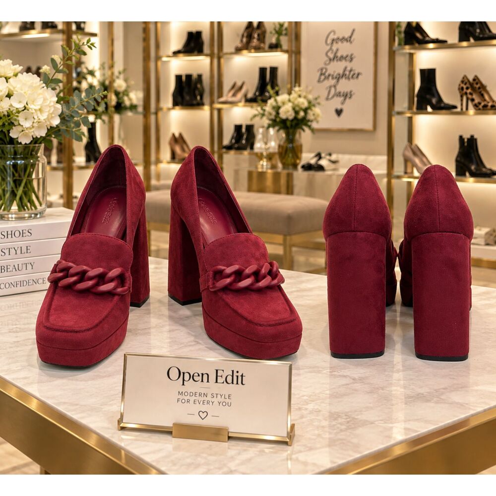 Open Edit (Nordstrom) Burgundy Suede Block Heels Size 10